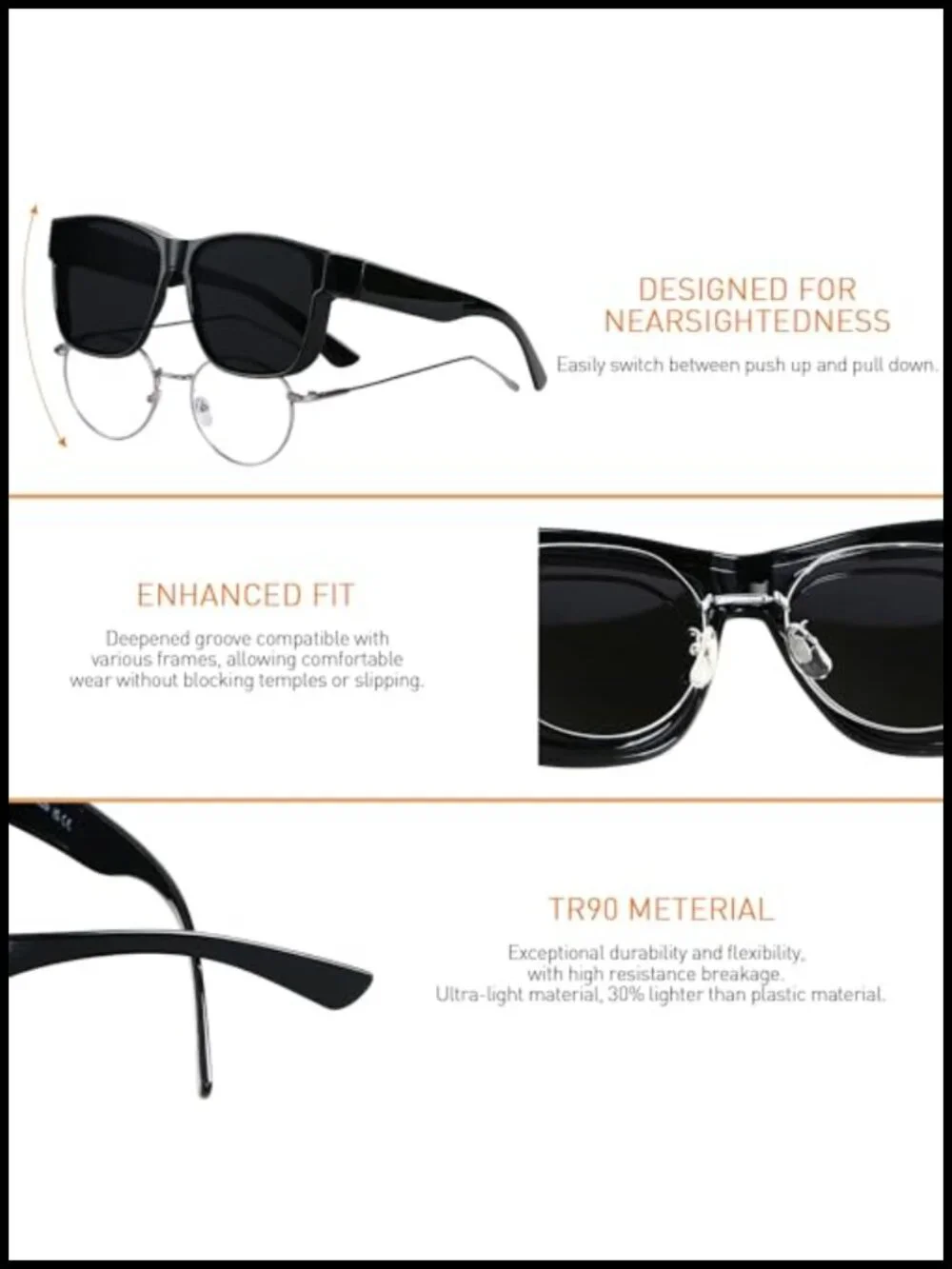 Fit Over Glasses Polarized Sunglasses Oversized Square UV400 Protection